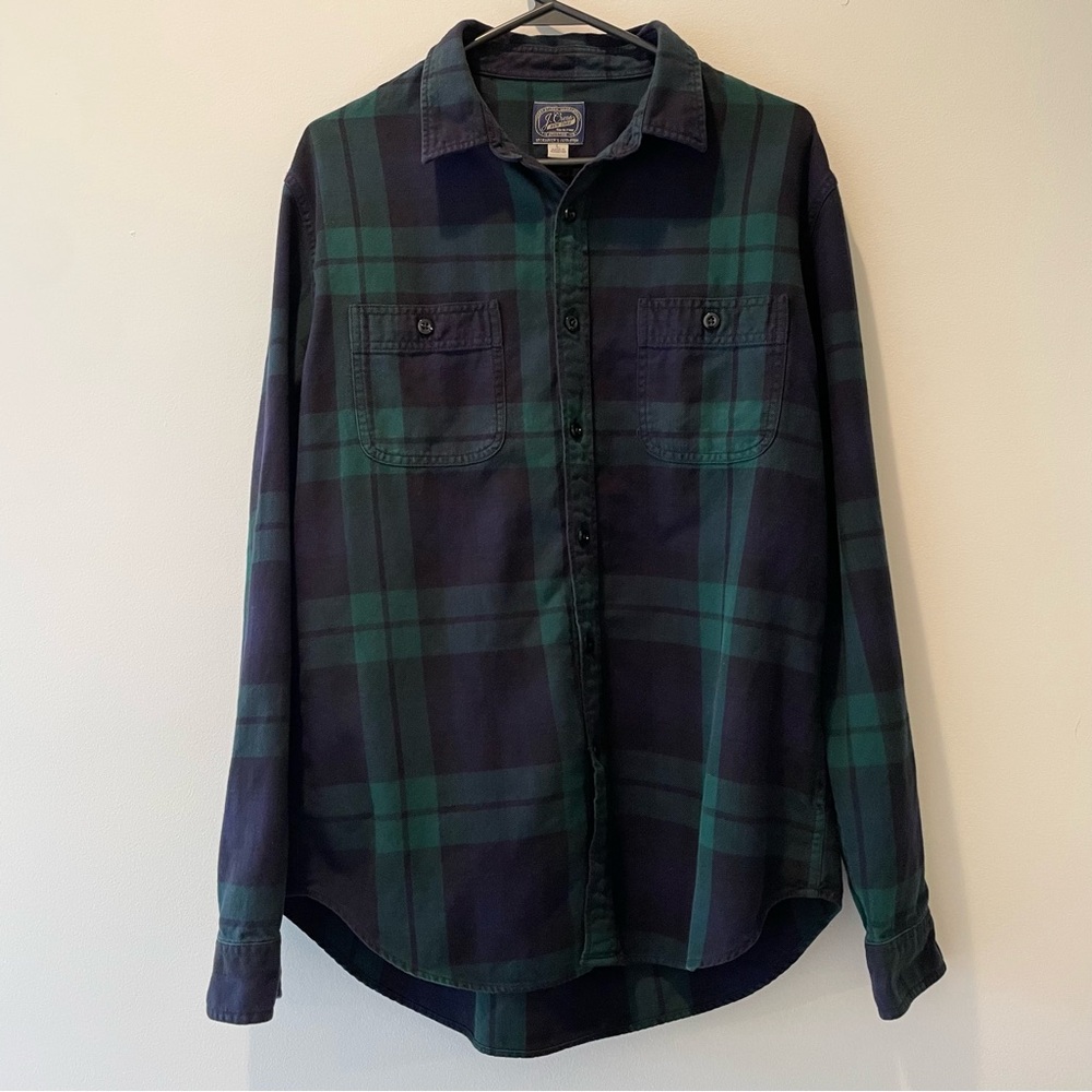 J.Crew Blue & Green Plaid Men’s Button Down Shirt Size L